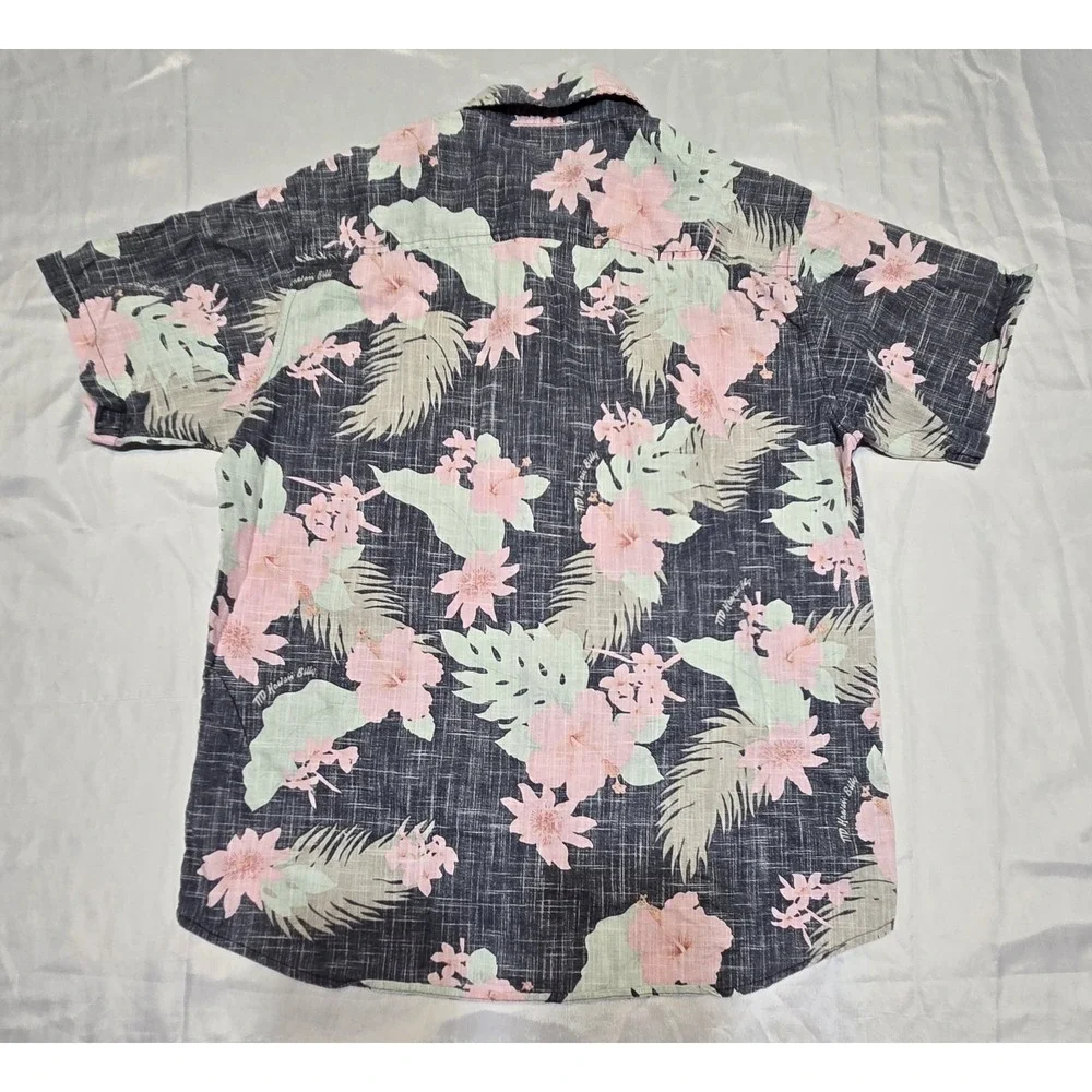 Hawks Bay 100% Cotton Hawaiian Aloha Shirt Button Up Size Medium Floral Tropical